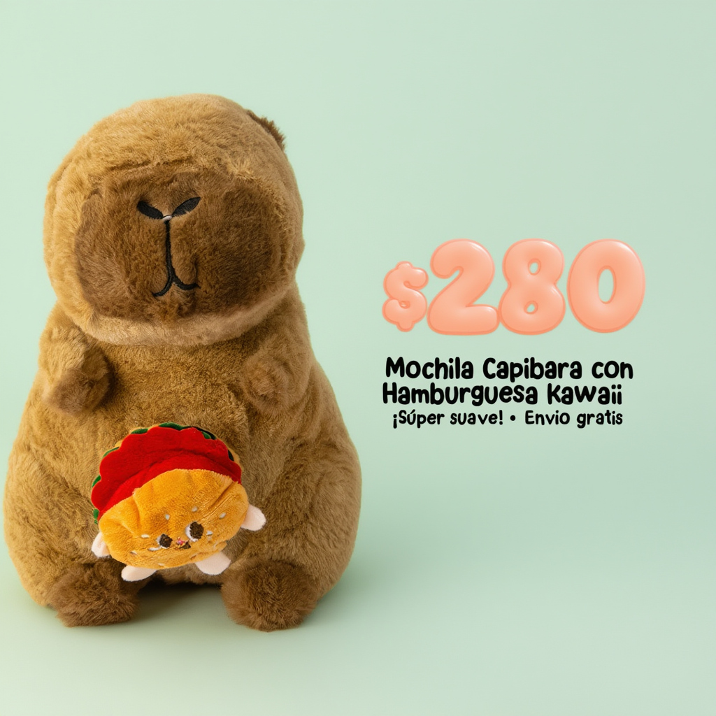 Mochila Capibara con Hamburguesa Kawaii