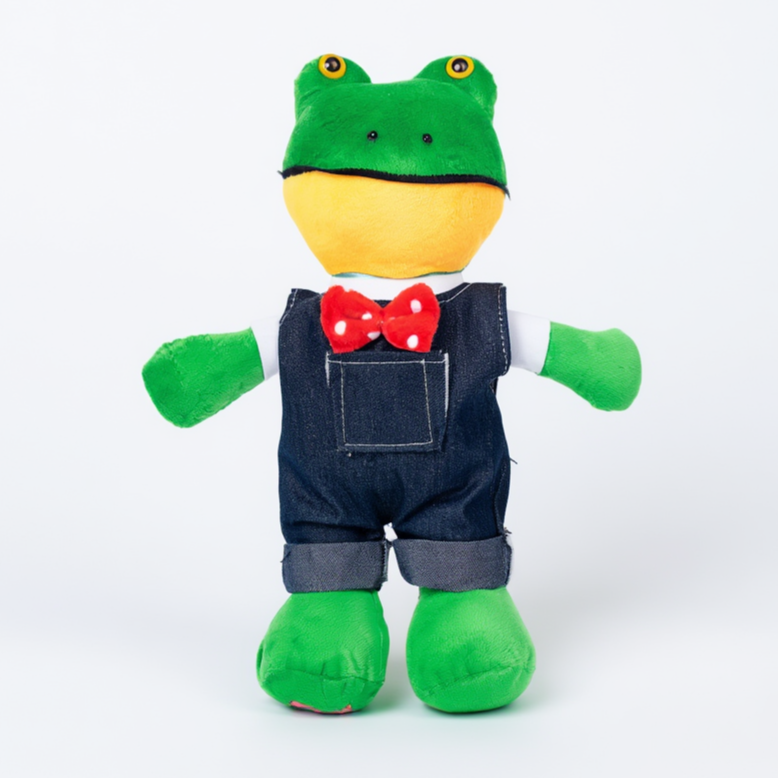 🐸 Peluche Ranita con Overol de Mezclilla