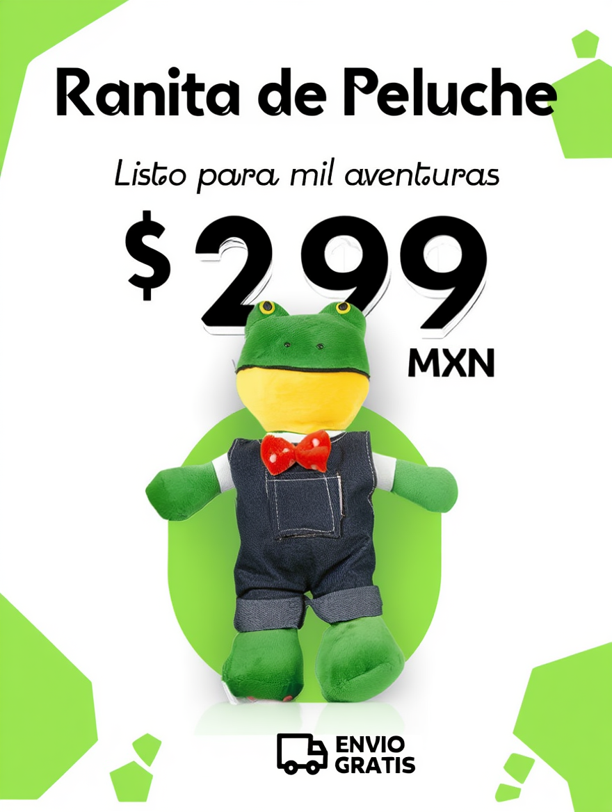 🐸 Peluche Ranita con Overol de Mezclilla