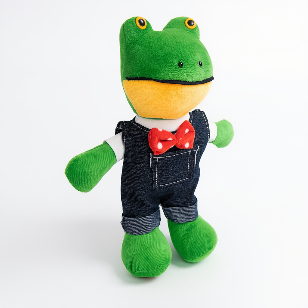 🐸 Peluche Ranita con Overol de Mezclilla