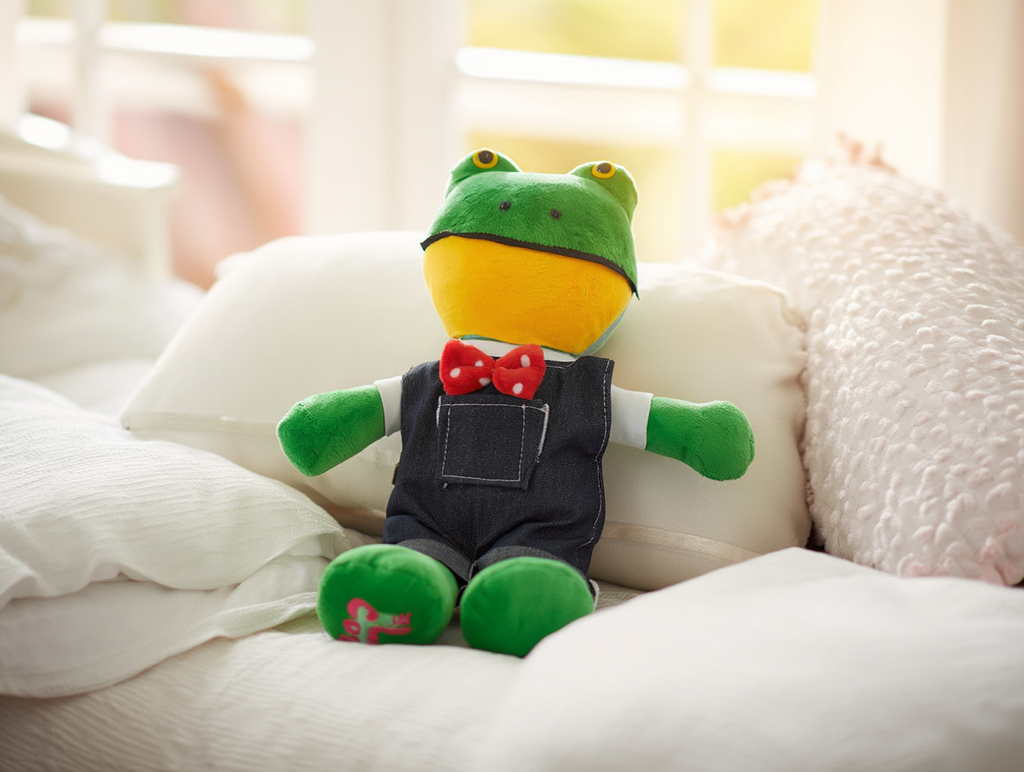 🐸 Peluche Ranita con Overol de Mezclilla