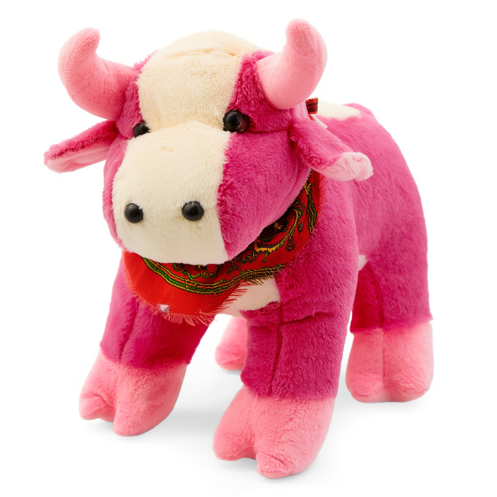 🐄 Vaquita Rosa de Peluche con Pañuelo Artesanal