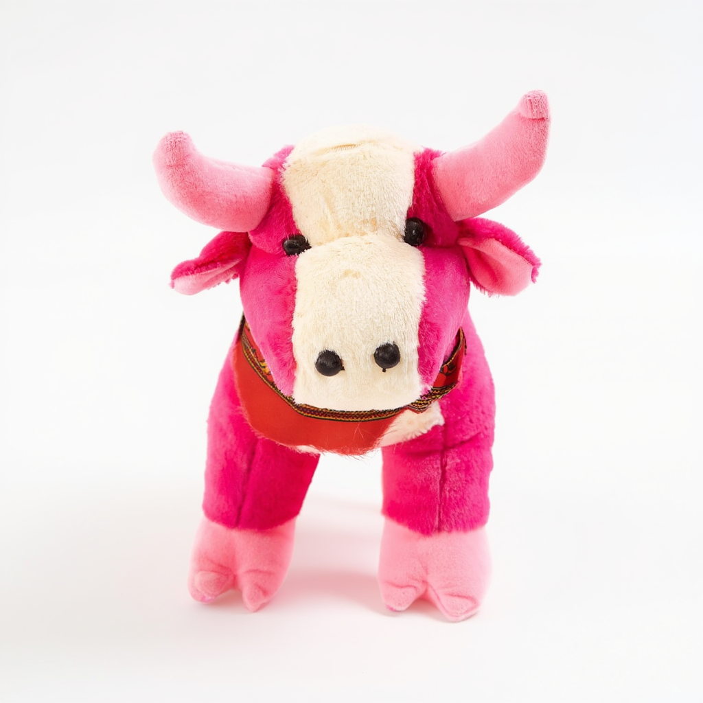 🐄 Vaquita Rosa de Peluche con Pañuelo Artesanal