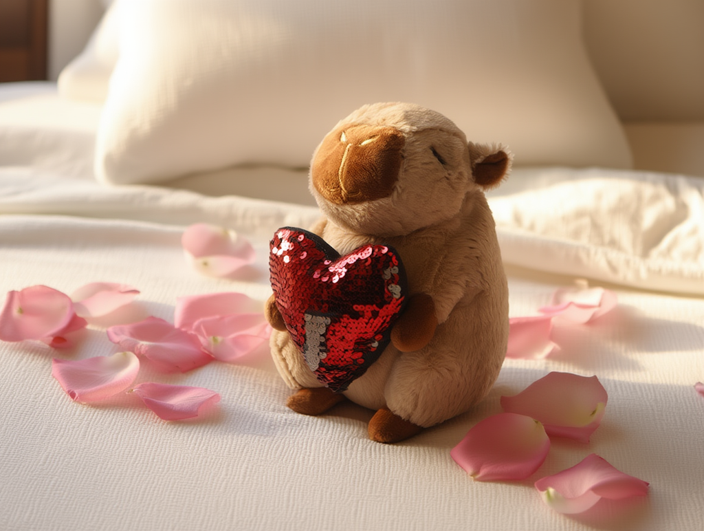 🧡 Capibara de Peluche con Corazón Brillante