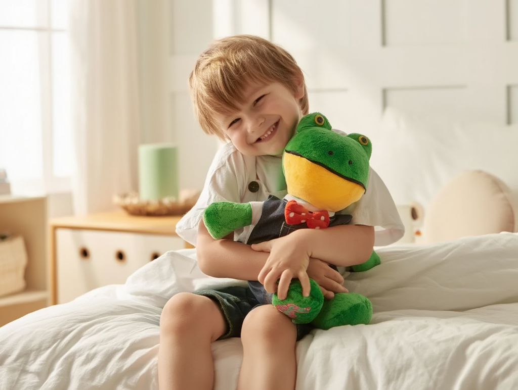 🐸 Peluche Ranita con Overol de Mezclilla