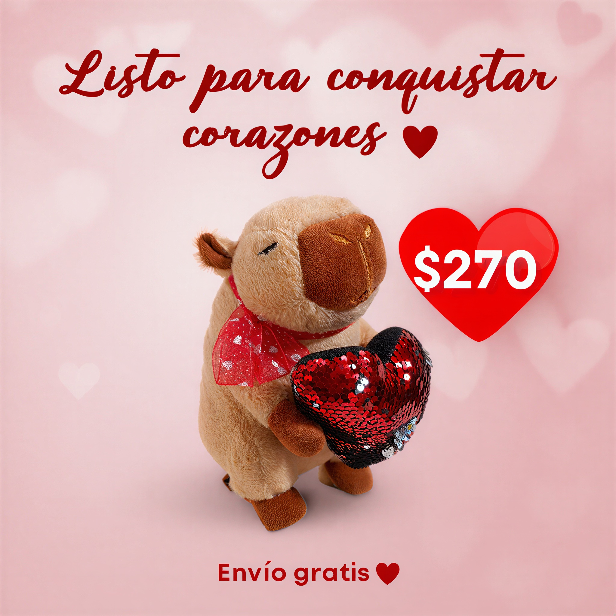 🧡 Capibara de Peluche con Corazón Brillante