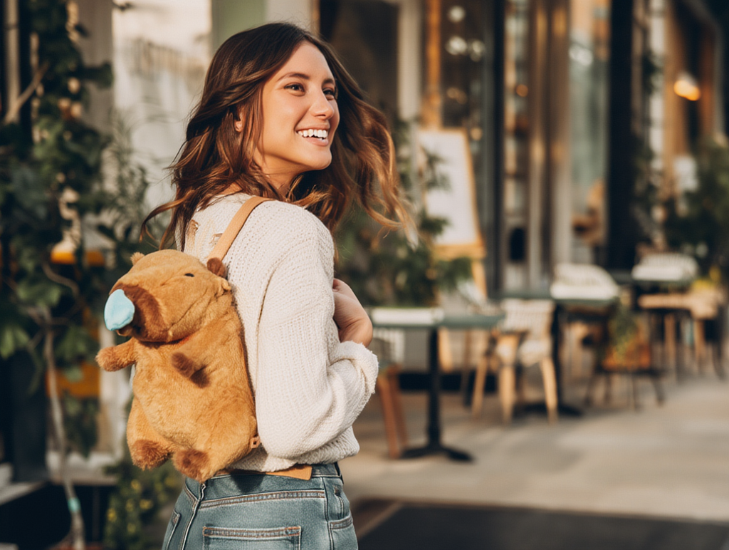🎒 Mochila Peluche Capibara con Moquito Vibratorio