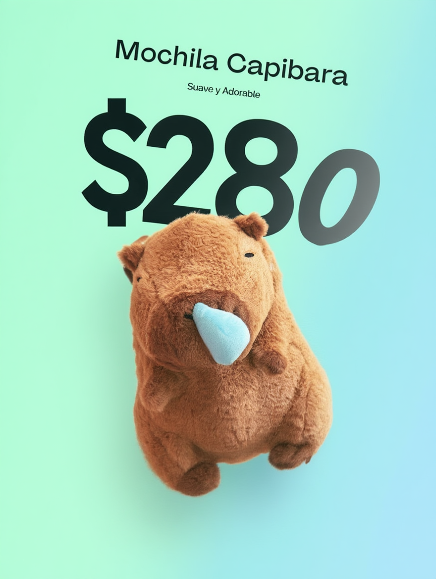 🎒 Mochila Peluche Capibara con Moquito Vibratorio