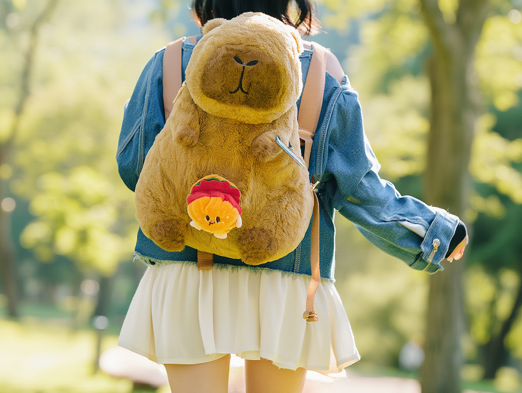 Mochila Capibara con Hamburguesa Kawaii
