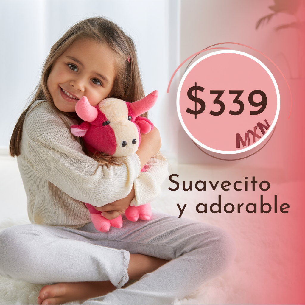 🐄 Vaquita Rosa de Peluche con Pañuelo Artesanal